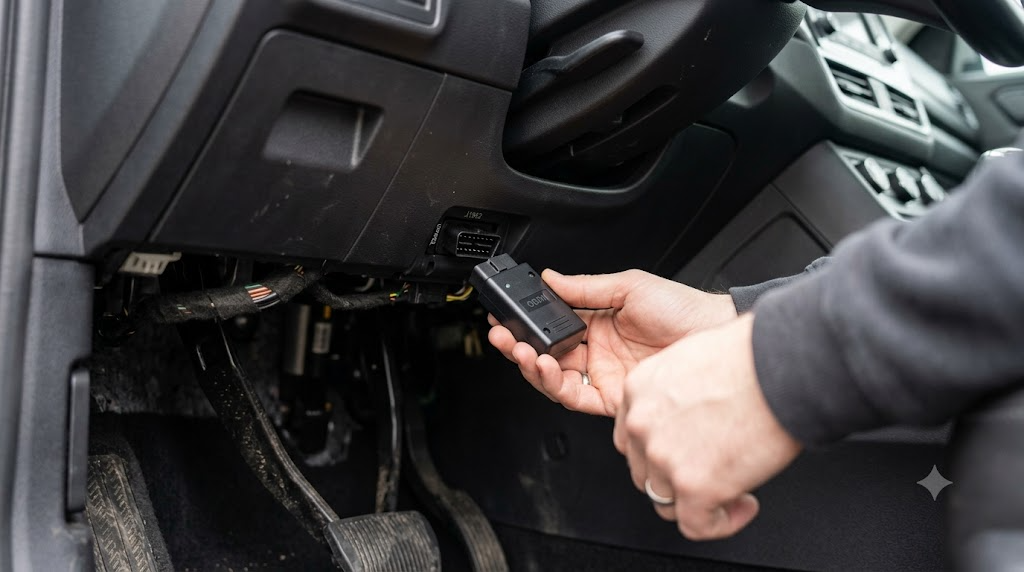 OBD2スキャナーを診断ポートに接続するイメージ