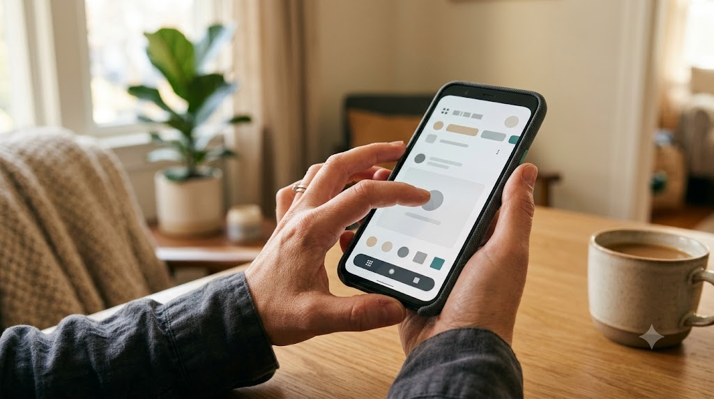スマートフォンで保険情報を確認する手元のイメージ