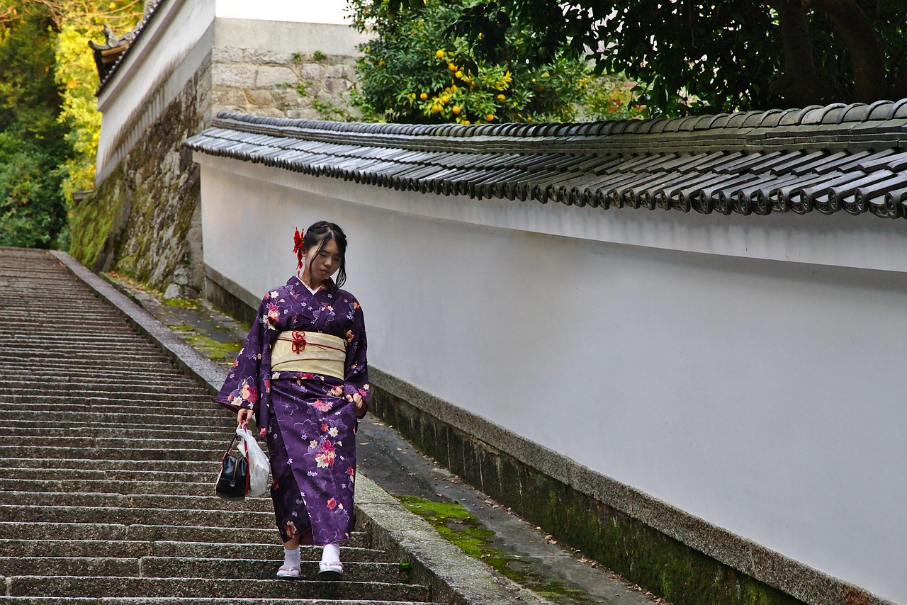 祇園・京都の街並みと着物姿